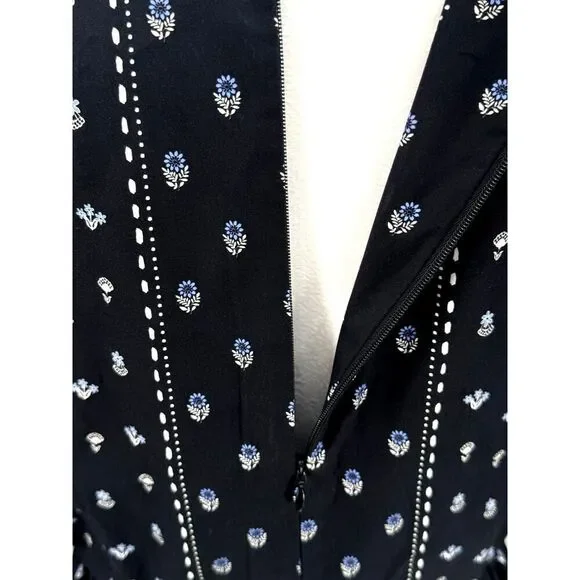 Hunter Bell Puff Sleeve Maxi Dress | Black with Blue Floral Print | Sz L | EUC - Picture 7 of 12